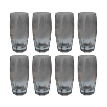 Imagem de Copos de Vidro 370ml Cinza Florida Agua Suco Vinho 8 Unidade - PRATICA