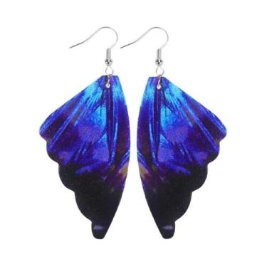 Imagem de Brincos Grandes De Acrílico Coloridos Em Formato De Asas De Borboleta,