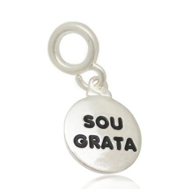 Imagem de Berloque Prata Pendente Gravado Sou Grata