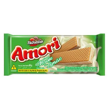 Imagem de Biscoito Wafer Recheio Mousse de Limão Richester Amori Pacote 80g