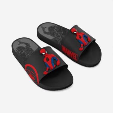 Imagem de Chinelo Slide Marvel Dash Infantil Homem Aranha Preto, Preto, Vermelho