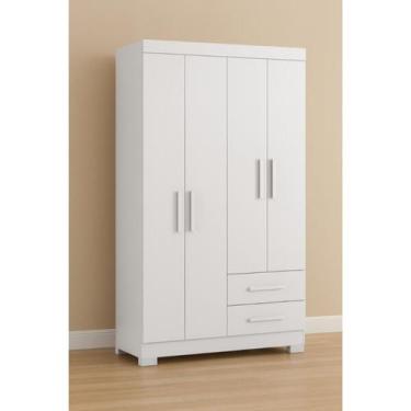 Imagem de Guarda Roupa 4 Portas Branco Solteiro Solteirão 2 Gavetas NT5005 - Not