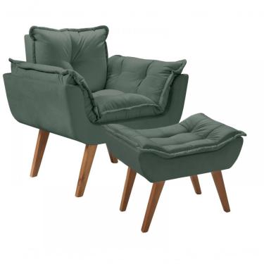 Imagem de Kit Poltrona Com Puff Opalla Suede Com Apoio Para os Pés D Salla