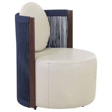 Imagem de Poltrona Confort Armchair Puff Redondo Azul Marinho Trama Original