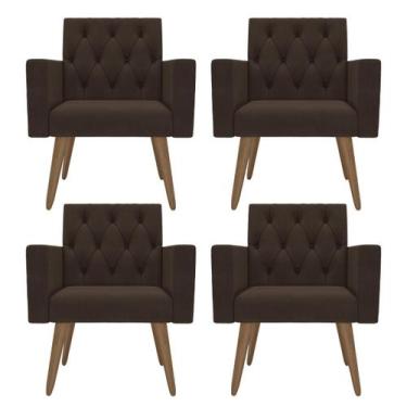 Imagem de Kit 4 Poltronas Capitonê Confortáveis Loja Recepção Sala - Móveis Mafe