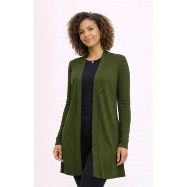 Imagem de Kimono (Cardigan) de Suede Summer Rib canelado Cor:VerdeTamanho:G - Fl