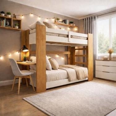 Imagem de Beliche Adulto com Escrivaninha Estrela - Politorno