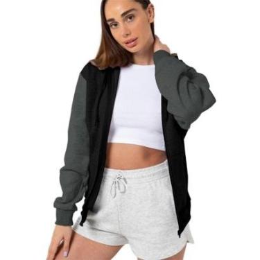 Imagem de Jaqueta Feminina de Moletom com Zíper Frontal Capuz e Forração Flanelada-Feminino