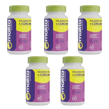 Imagem de Kit 5 Colágeno Tipo 2 + Cúrcuma 5x60 cápsulas Maltta-Unissex