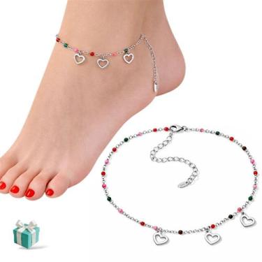 Imagem de Tornozeleira Feminina em Aço inox 316l Prata Antialérgico - Santo Esti