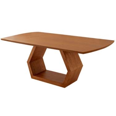 Imagem de Mesa para Sala de Jantar Ane Oval MDF 180cm X 90cm Imbuia Estilo Moderno Acabamento Nat...