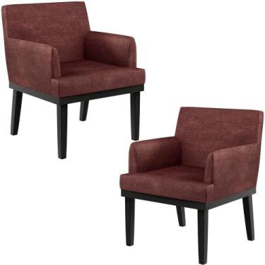 Imagem de Kit 02 Poltronas Decorativas Para Sala De Estar Base Preto Beatriz W01