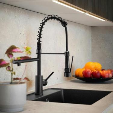 Imagem de Torneira Misturador Inox Gourmet, Cozinha Bancada com Ducha Linha Inox