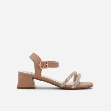 Imagem de Sandália Molekinha Salto Baixo - Infantil - Nude - 31, Nude, 31