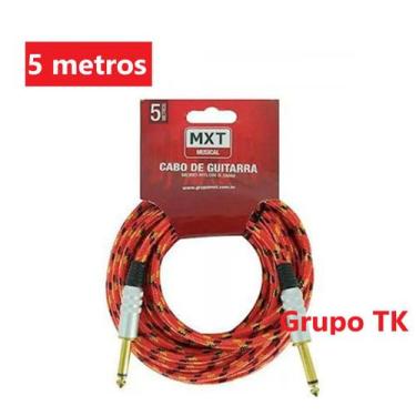 Imagem de Cabo P10 X P10 -- 5 metros -- MXT -- Acabamento em Tecido -- Vermelho