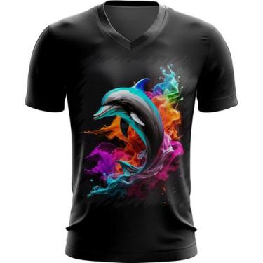 Imagem de Camiseta Gola V Golfinho Inteligência Arte Pintura 1 - Kasubeck Store®