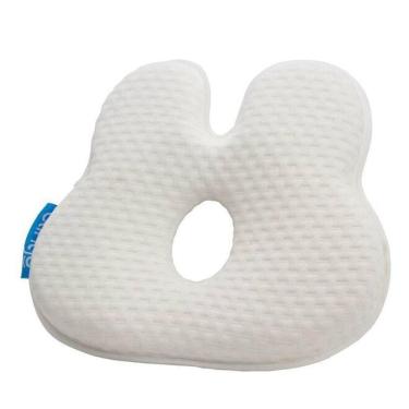 Imagem de Travesseiro Infantil Memory Foam para Bebê Coelho TPC com Protetor de Pescoço em Pelúcia Super Macia