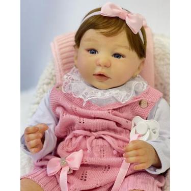 Imagem de Bebê Reborn Kylin Linda e Perfeita Corpo de Pano Realista Olhos Azuis 