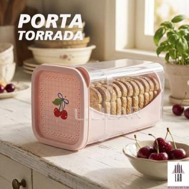 Imagem de Pote Porta Torrada e Biscoito Bandeja Servir Café da Manhã Cereja - PL