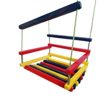Imagem de Balanço Gangorra Infantil Madeira 50x40 Colorido Até 100kg. - SHOPPING