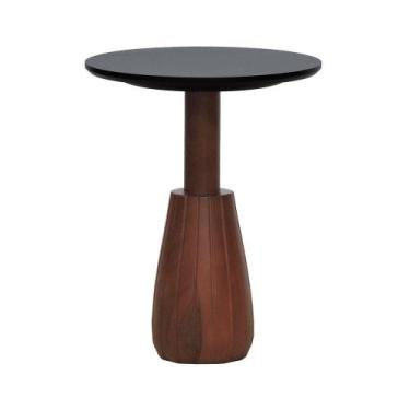 Imagem de Mesa Lateral Torneada Tampo Redondo ø42 Amêndoa-preto - Decorise