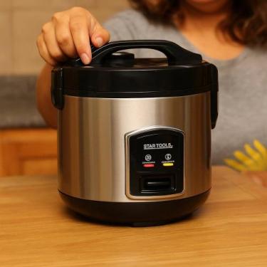 Imagem de Panela Elétrica de Arroz 1 Litro 220V Com Cesto Vapor Inox e Preto - S