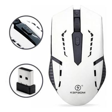 Imagem de Mouse Gamer Sem Fio Wireless 2.4ghz 1600dpi Kapbom Branco, Branco