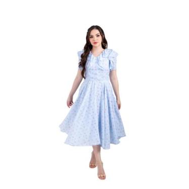 Imagem de Vestido Soltinho Godê Moda Evangelica Verão Lançamento - ZAMPA, Azul b