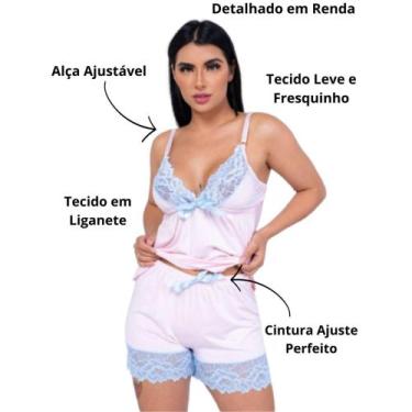 Imagem de Baby Doll Short Doll Pijama Feminino Liso Estampado Renda - Lumu Modas