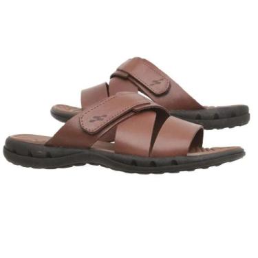 Imagem de Chinelo Masculino Slide couro Legitimo Itapua, Telha, 39