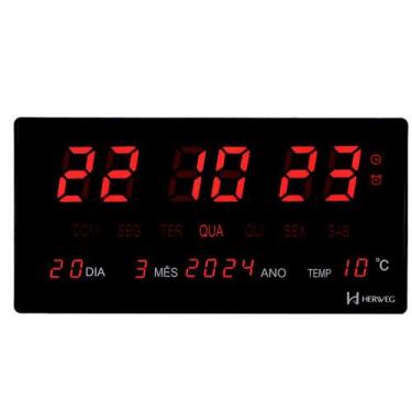 Imagem de Relógio de parede Herweg digital preto 4606-034, Bivolt