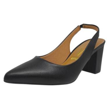 Imagem de Sapato Slingback Feminino Social Salto Médio Moderno Vizzano, Preto, 3