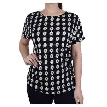Imagem de Blusa Feminina Hering Estampada Preta - 4DJT, G, Preto