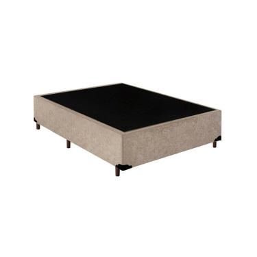Imagem de Cama Box Casal Suede Estrutura em Madeira Sintética Bege 40x138x188 Conforto e Durabili...