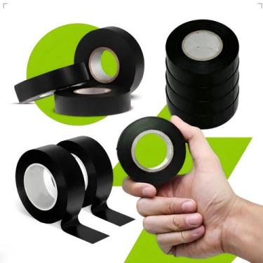 Imagem de 10 Rolo Fita Isolante Antichamas Preta Pvc Profissional Para Fios Cabo