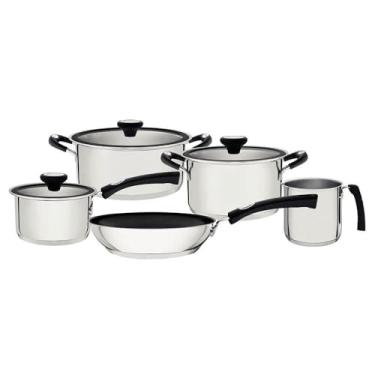 Imagem de Jogo de Panelas Tramontina Solar Silicone em Aço Inox com Fundo Triplo 5 Peças