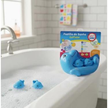 Imagem de Kit 4 Golfinhos Brinquedo Hora do Banho Família Azul - Lider