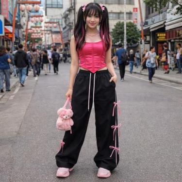 Imagem de Conjunto Feminino Calça com Laços e Bolsos nas Laterais Estilo Coquett
