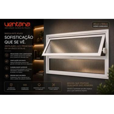 Imagem de Vitro Basculante Janela 40x100 Branco Vidro Canelado - Variadas