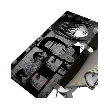Imagem de Mousepad Extendido Preto E Branco Naruto Sasuke Uchiha Anime Para PC G