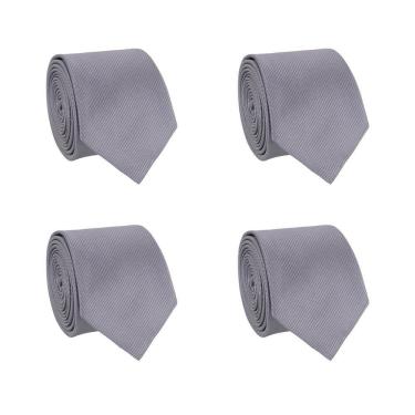 Imagem de Kit 4 Gravatas Social Tons de Cinza Masculina Slim Lisa Padrinho Casamento Noivo Trabalho Congresso