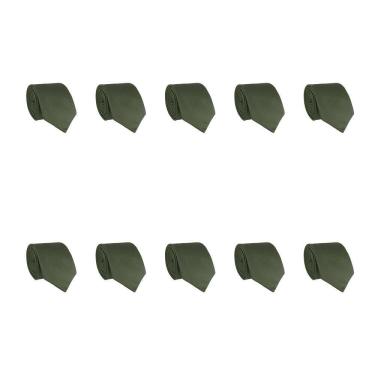 Imagem de Kit 10 Gravatas Masculina Social Slim Premium Tons de Verde Lisa Elegante Padrinhos Formatura Trabalho