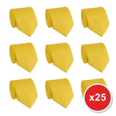 Imagem de Kit 25 Gravatas Masculina Social Slim Premium Tons de Amarelo Lisa Elegante Padrinhos Formatura Trabalho