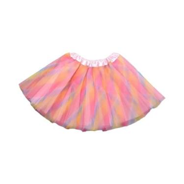 Imagem de Saia Tutu Arco-Íris De 3 Camadas Para Meninas De 2 a 8 Anos, Vestido D
