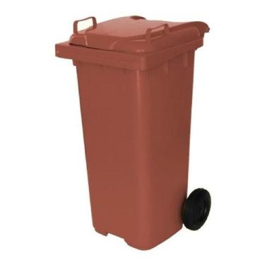 Imagem de Conteiner Lixeira Plastica 120l Contentor Com Rodas Marrom  Kit 3un - 