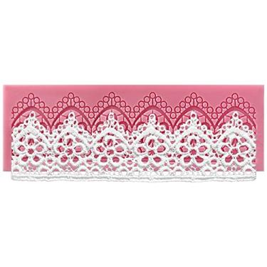 Imagem de Sugarcraft Ferramenta de decoração de bolos, margarida, recortada, renda, bordas, molde de silicone, molde de renda, tapete de cupcake 16,8 x 5,5 x 0,5 cm