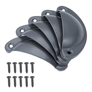 Imagem de Forma de concha puxe alças Metal Knob Antique Gaveta De Gabinete De Elegante Retro Decor Cozinha Cinza Escuro/Porcelana/Prata W/Parafuso 82 * 35mm YYDFPIIA (Color : Dark gray 5pcs)