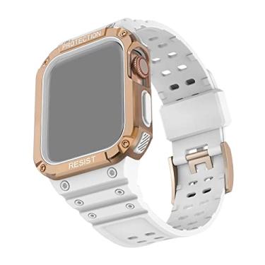 Imagem de Pulseira Capa Armadura Frame compatível com Apple Watch 41mm 40mm 38mm Series - Marca LTIMPORTS (Branco)