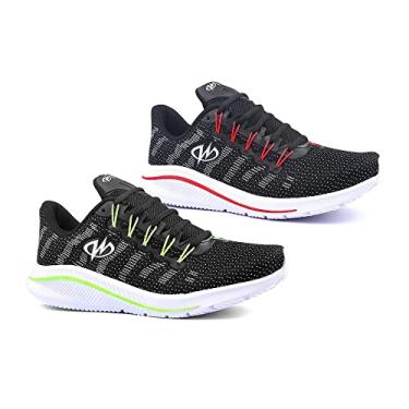 Imagem de Kit 2 Pares Tênis De Academia Runway Training Masculino Tamanho:42;Cor:Preto Verde e Preto Vermelho