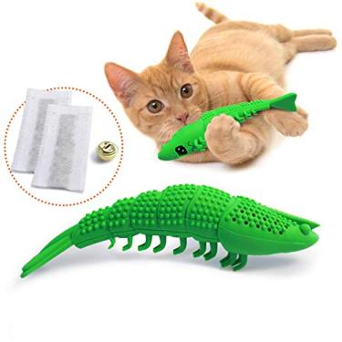Imagem de Ronton Escova de dentes para gatos Brinquedo de erva de gato - borracha dura durável - Cuidados dentários para gatos, brinquedo de mastigar escova de dentes interativa para gatos (1 pacote verde